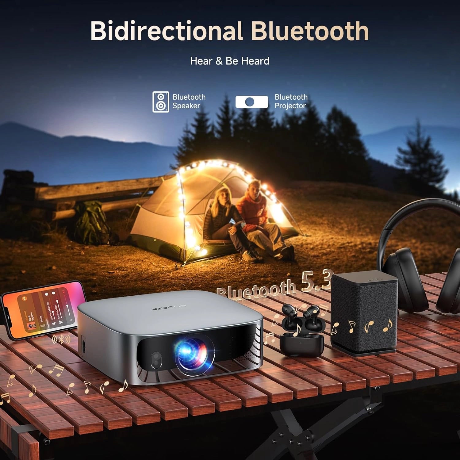 4K Short Throw Projector with 1200 ANSI Lumens and Built-in Apps