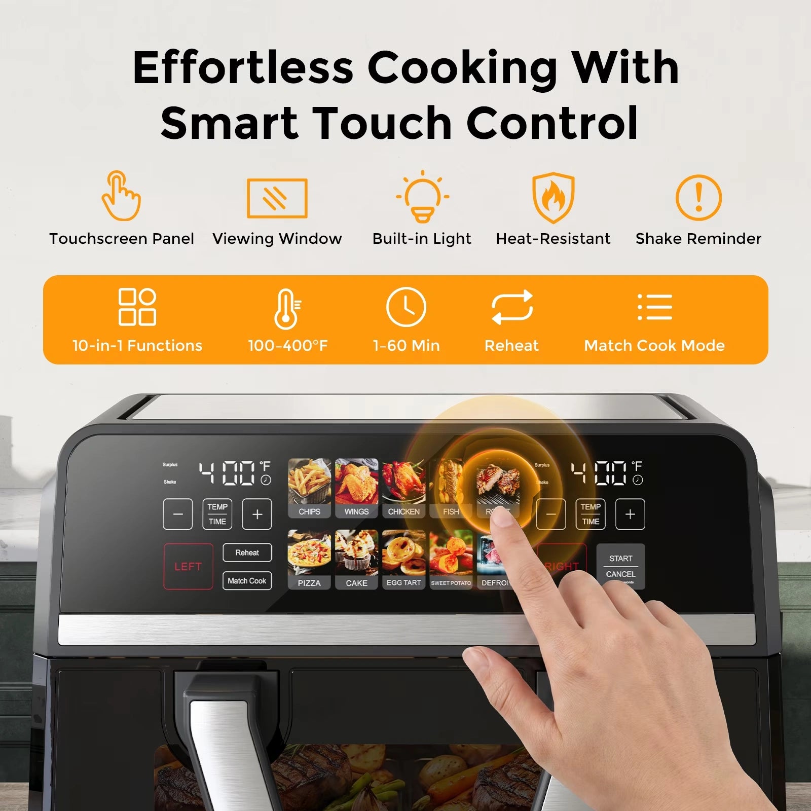 AF11 Dual Basket Air Fryer, 10QT Large Sync Finish Cooking Oven, 1600W