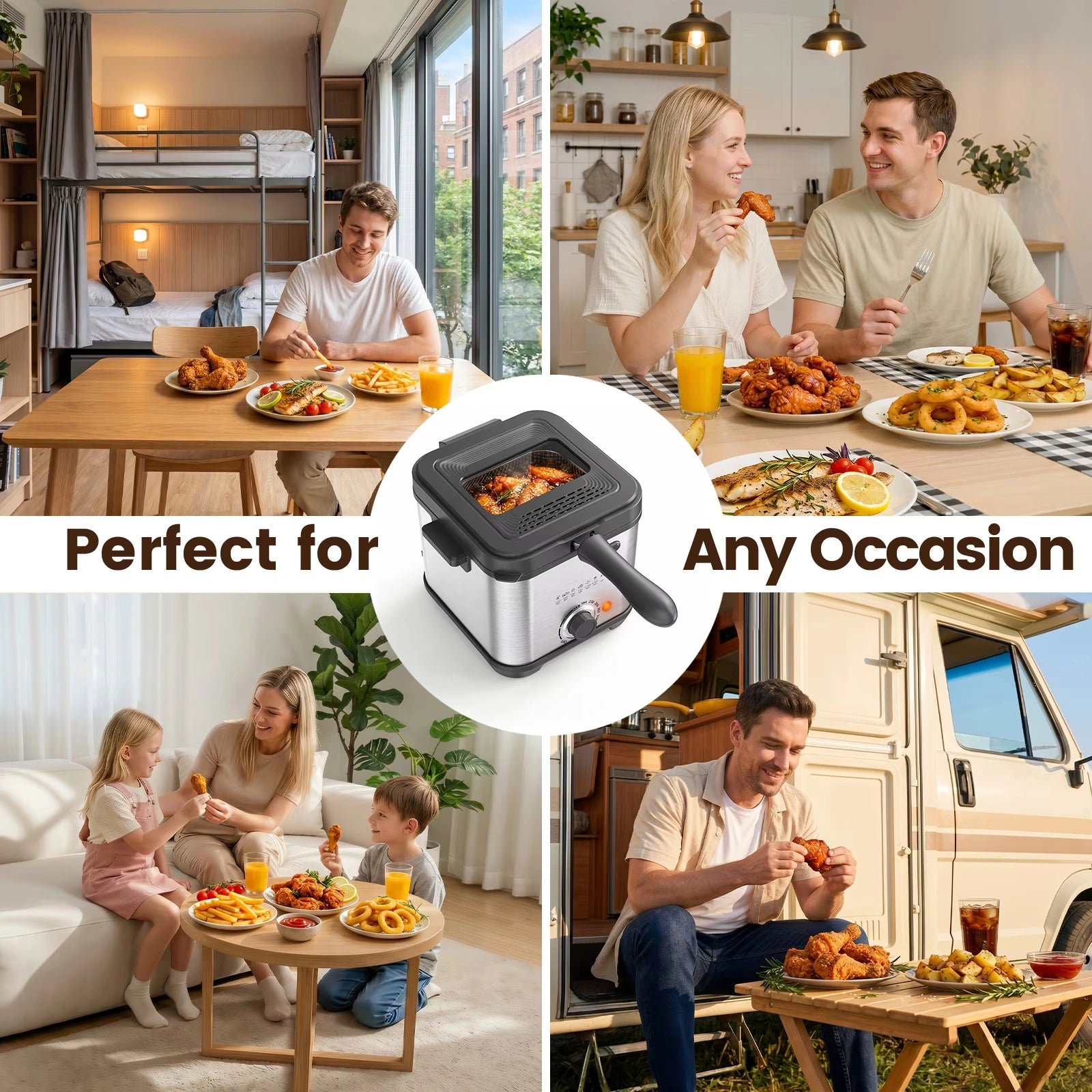 DA01 Deep Fryer, 1.6QT Compact Oil Saving HandsFree Hook Machine, 950W