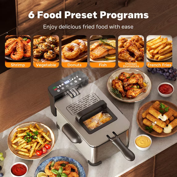 DA03 Deep Fryer, 3.2QT Electric Touchscreen Oil Fryer with Presets, 1700W