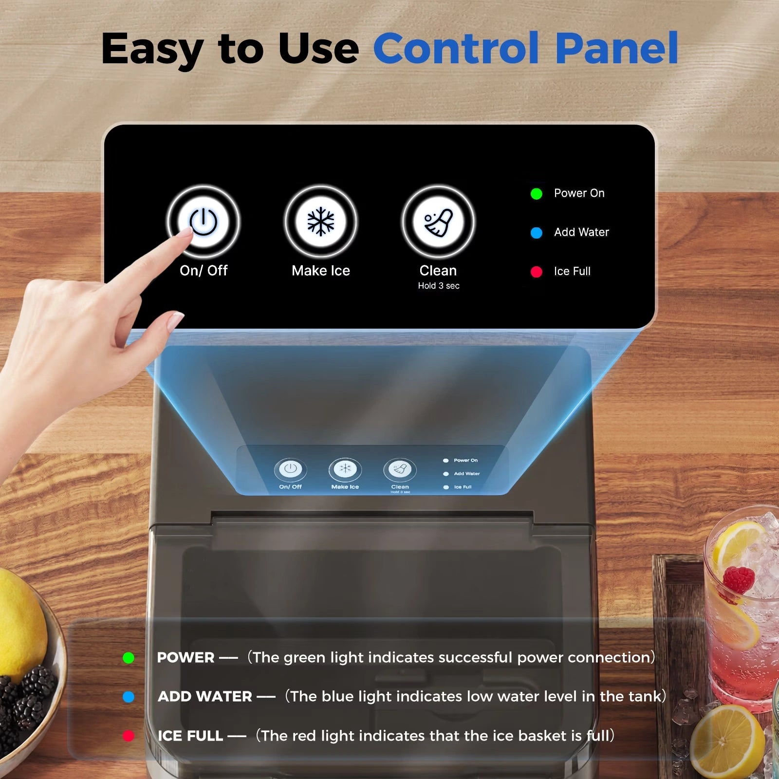 Buyglobal IC01 Portable Pebble Ice Machine with Self-Cleaning, Nugget Ice Maker Countertop, 38Lbs Daily Output, 8 Mins Fast Ready
