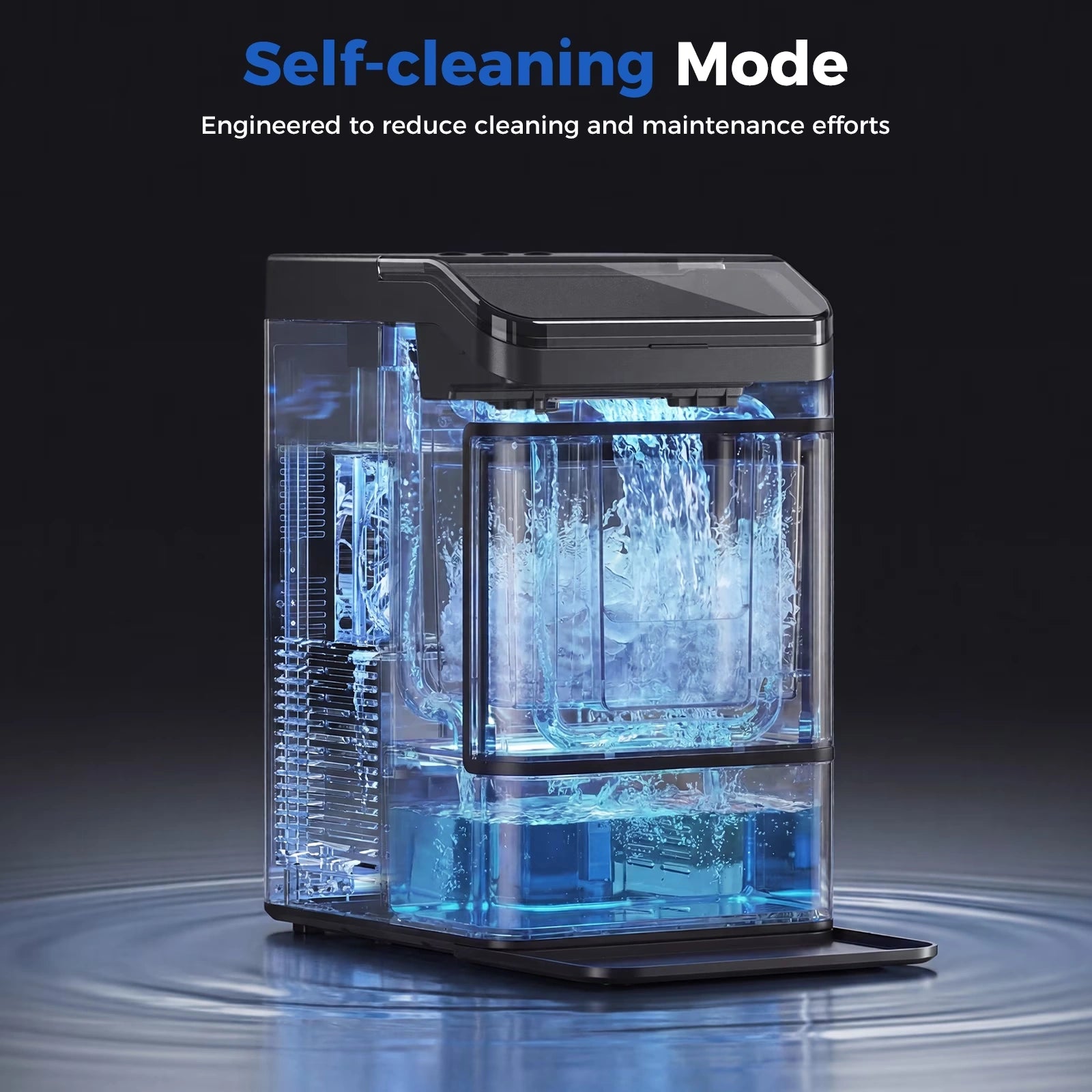 Buyglobal IC01 Portable Pebble Ice Machine with Self-Cleaning, Nugget Ice Maker Countertop, 38Lbs Daily Output, 8 Mins Fast Ready
