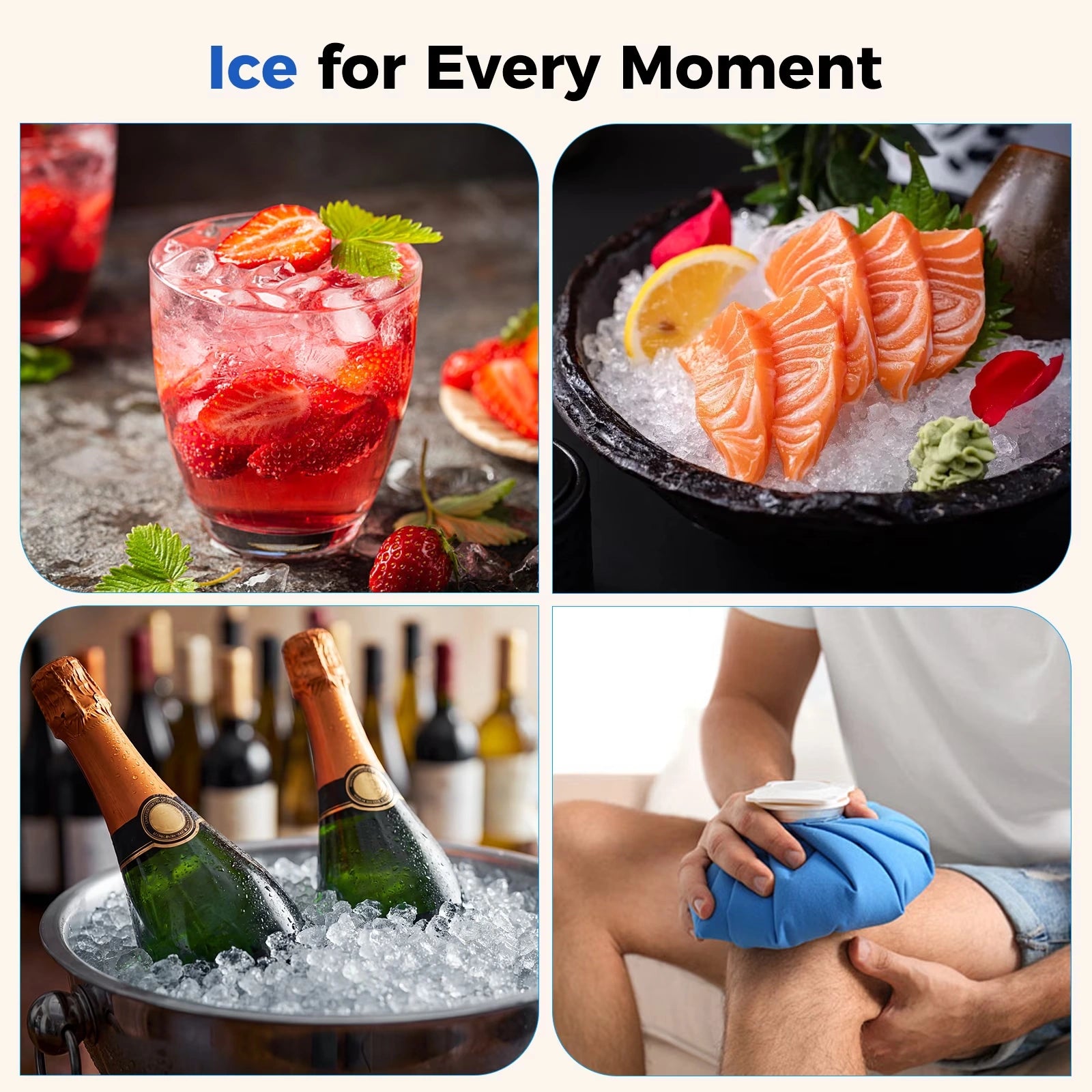 Buyglobal IC01 Portable Pebble Ice Machine with Self-Cleaning, Nugget Ice Maker Countertop, 38Lbs Daily Output, 8 Mins Fast Ready