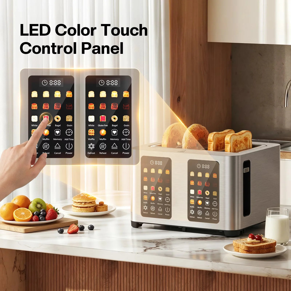 ST02 4 Slice Toaster, Touchscreen Dual Control Smart Extra Wide Slot
