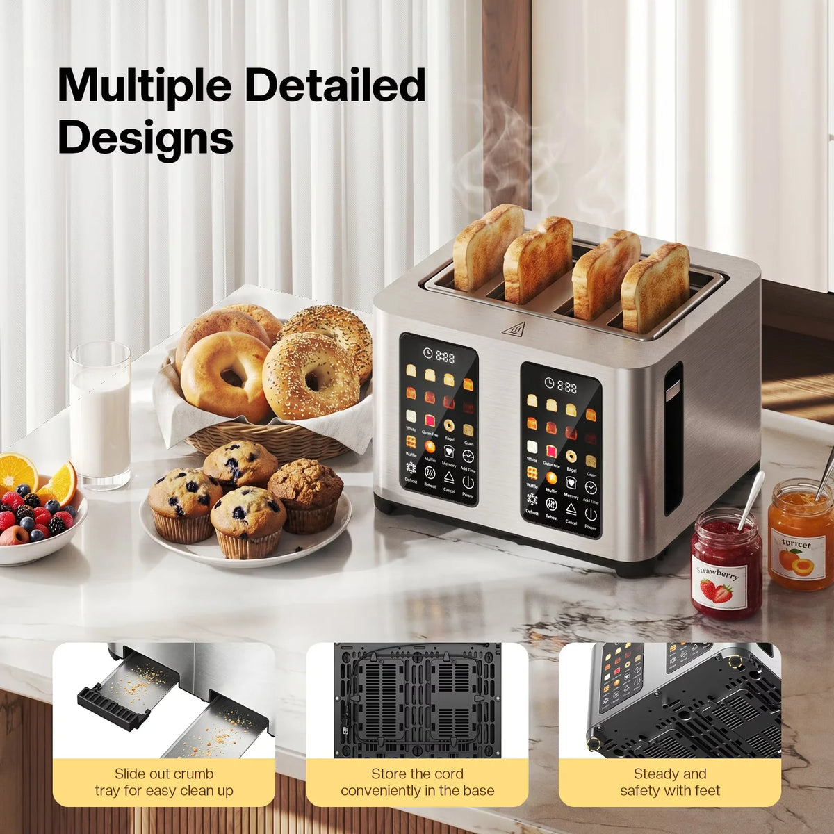 ST02 4 Slice Toaster, Touchscreen Dual Control Smart Extra Wide Slot