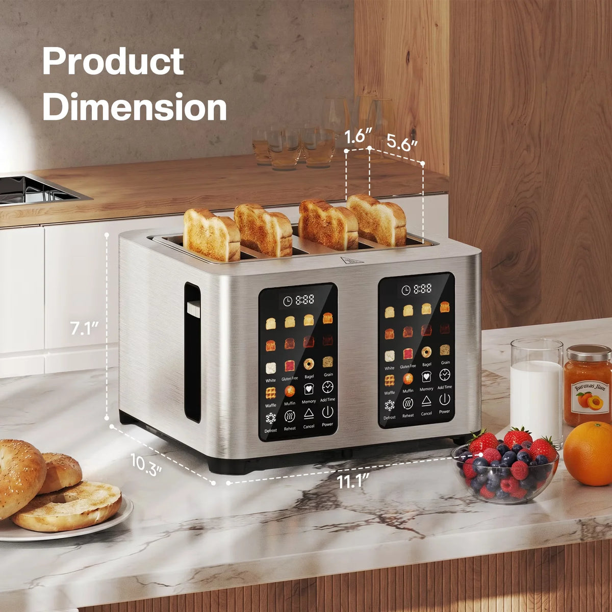 ST02 4 Slice Toaster, Touchscreen Dual Control Smart Extra Wide Slot
