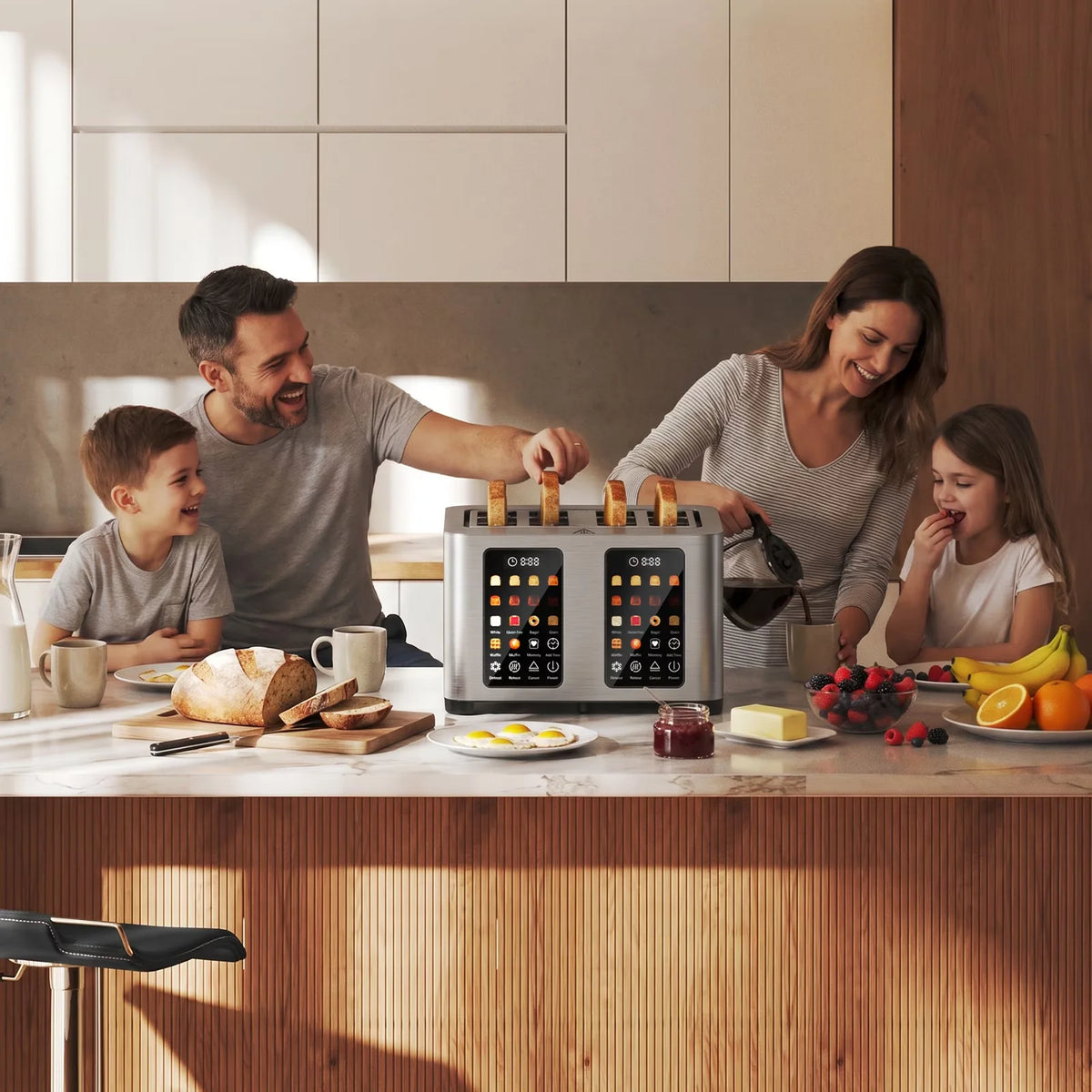 ST02 4 Slice Toaster, Touchscreen Dual Control Smart Extra Wide Slot