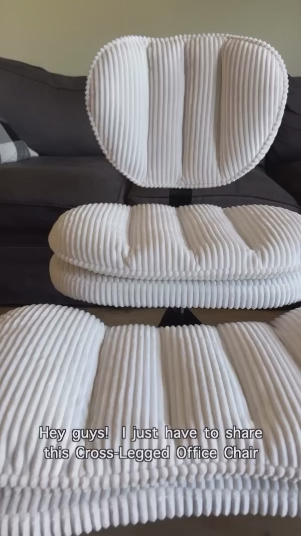 Load video: LPTYZ01 Criss Cross Office Chair, Multi-Position Corduroy Cloud Desk Chair-Pink/White