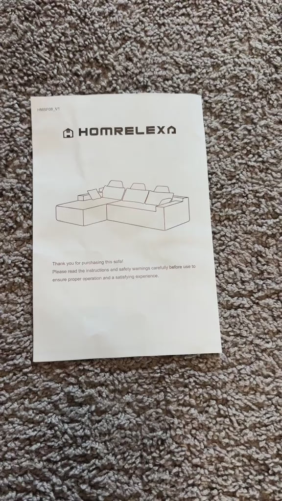 Load video: 106 Inch Sectional Couch with High Backrest（L-Shape）