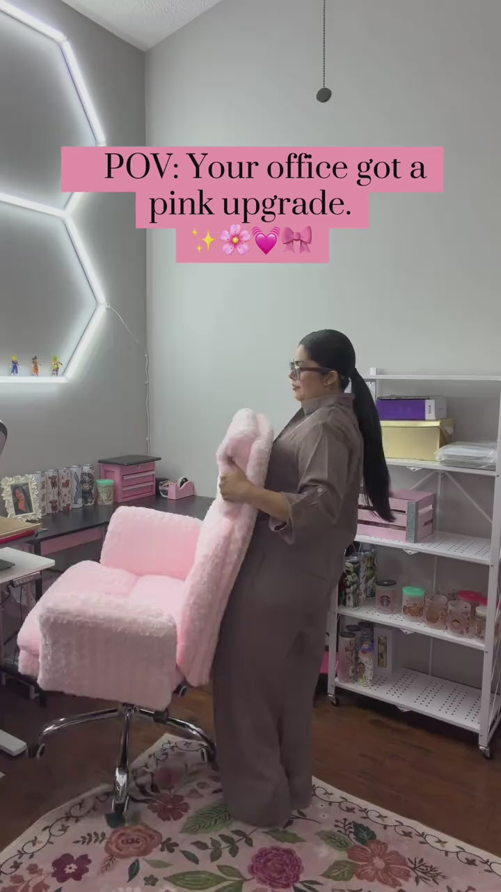 Load video: LBGYZ01 Rose Velvet Office &amp; Vanity Chair with Footrest &amp; Foldable Armrests 400LBS , 135° Reclining Executive Chair,Pink