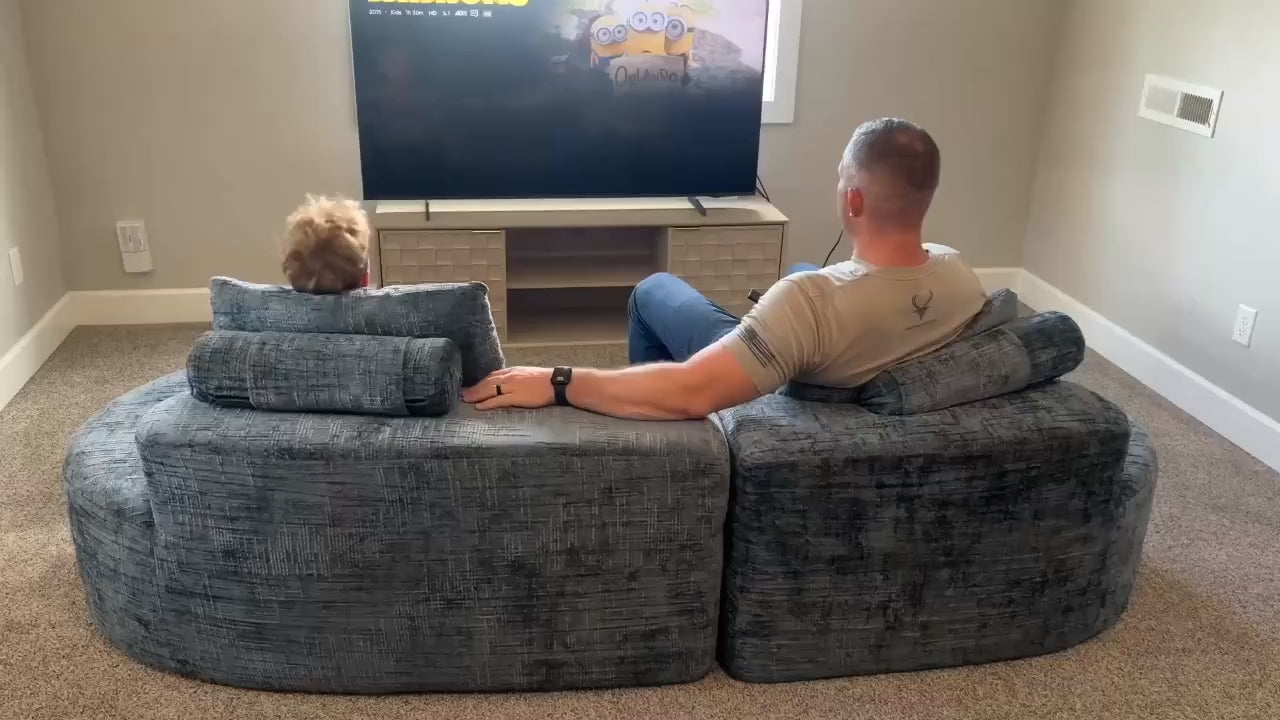 Load video: 98 Inch Curved Couch with 2 Cozy Pillows