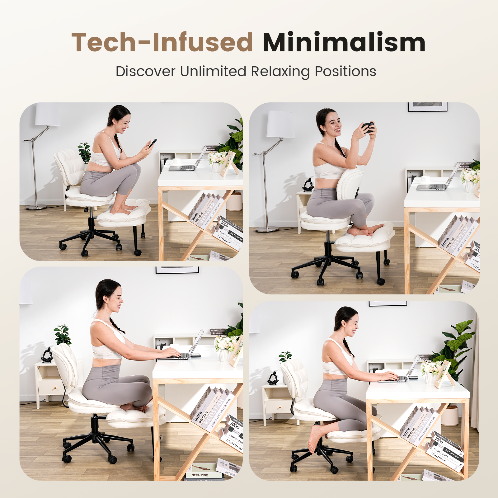 Cross-Legged Swivel Chair with Back Support