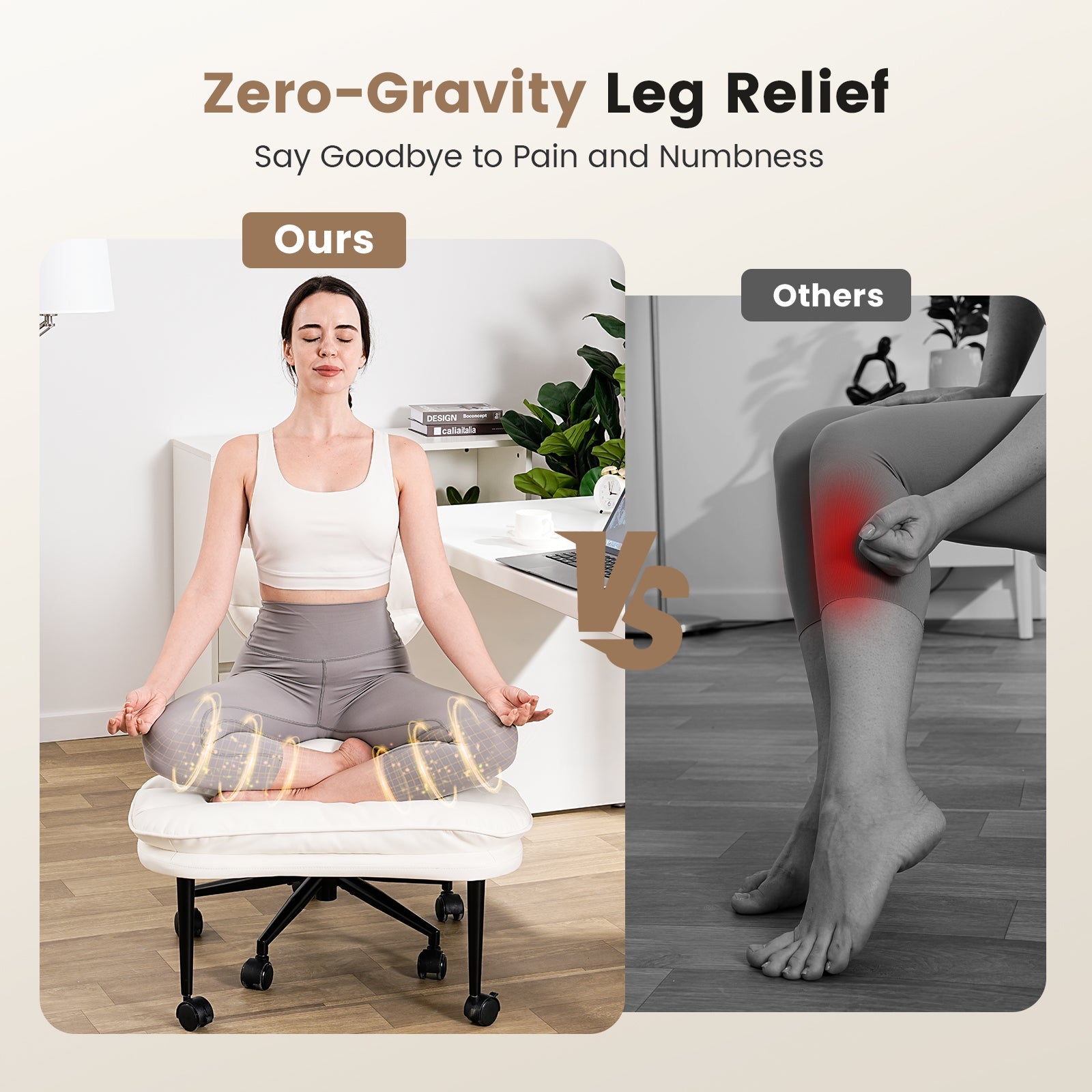 Ergonomic Cross-Legged Swivel Meditation Chair with Wheels