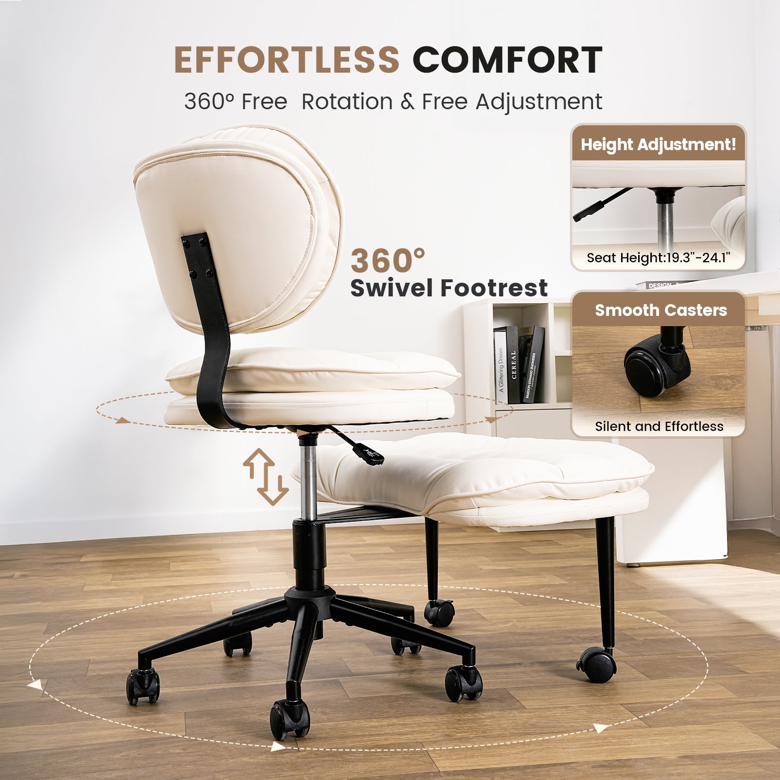Ergonomic Cross-Legged Swivel Meditation Chair with Wheels