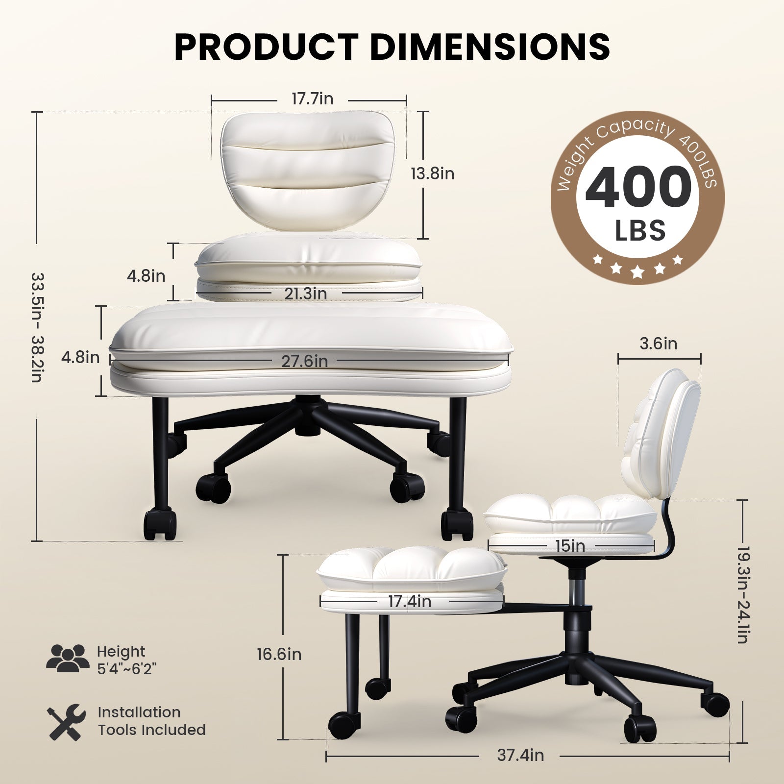 Cross-Legged Swivel Chair with Back Support