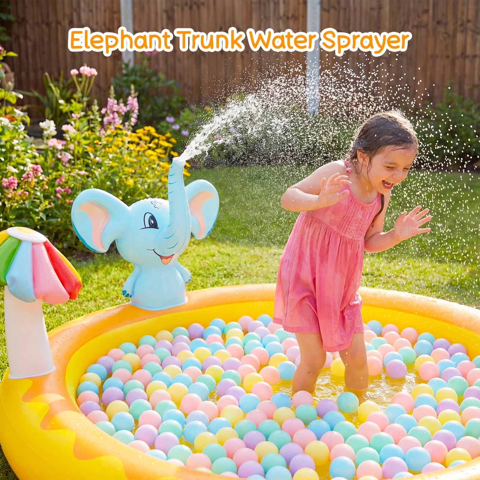 HF001 7ft Giraffe Inflatable Kiddie Pool with Slide 0.35mm PVC BPA-Free Above Ground Pool