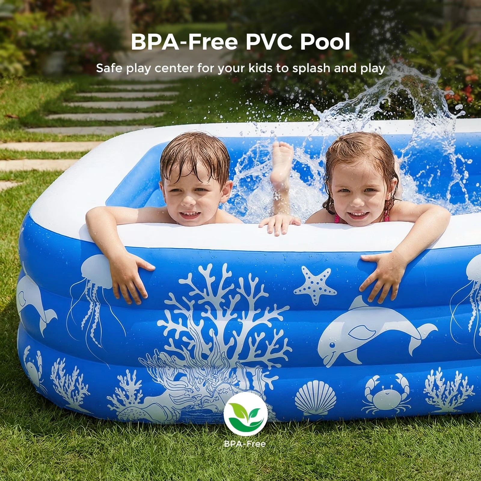 HF03 10ft Inflatable Pool kids, 0.4mm PVC Above Ground Pool