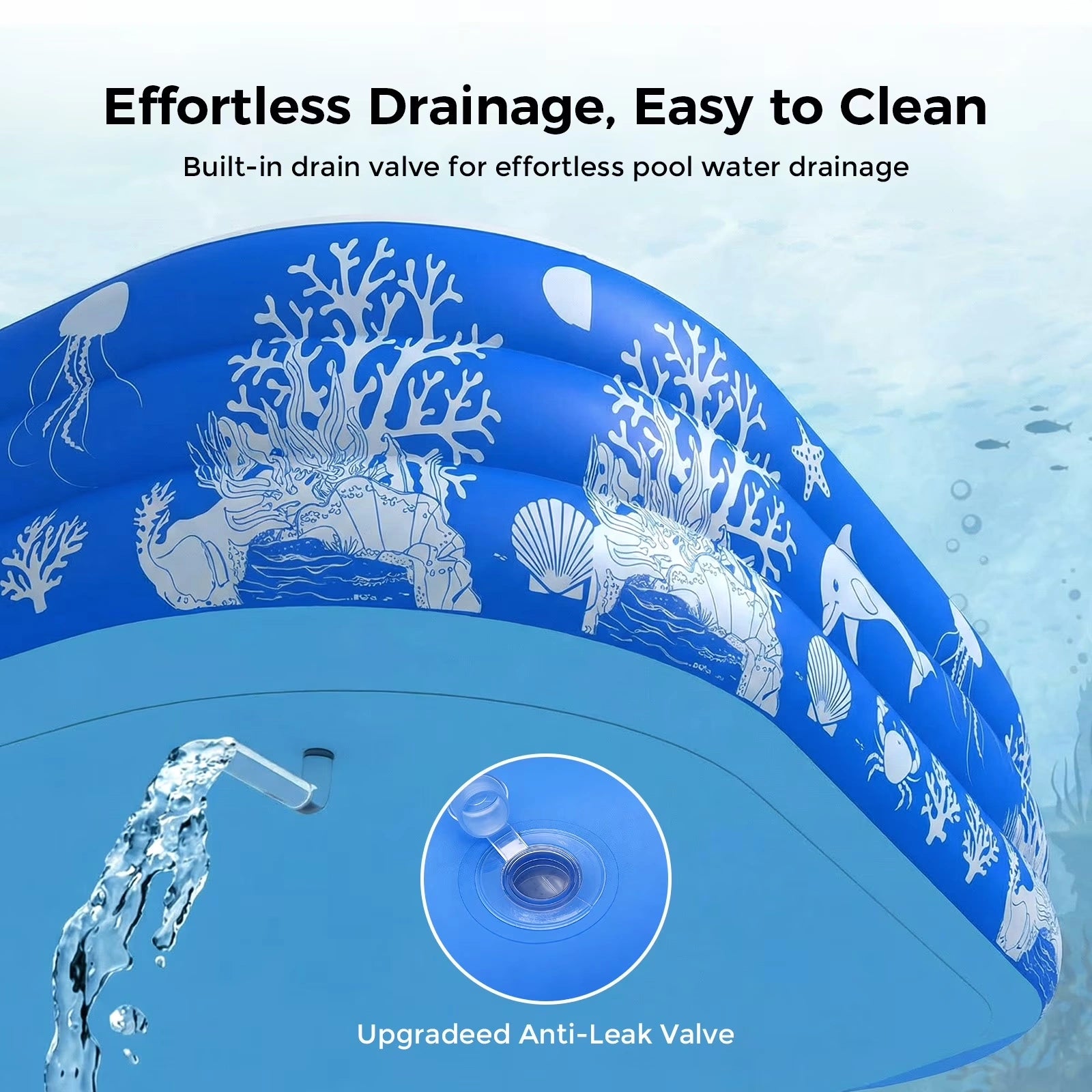 HF03 10ft Inflatable Pool kids, 0.4mm PVC Above Ground Pool