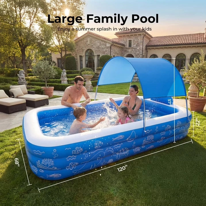 HF006 10ft Inflatable Pool kids, 0.4mm PVC Above Ground Pool