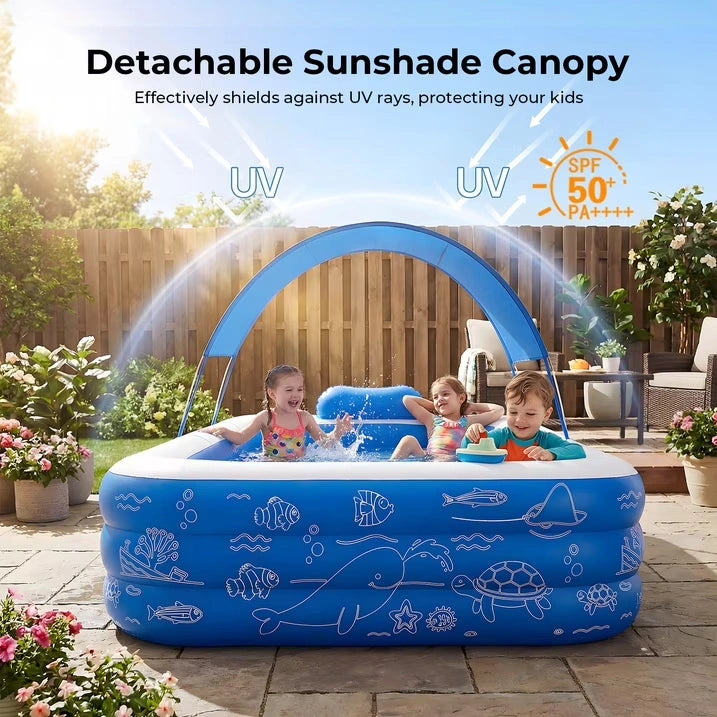 HF006 10ft Inflatable Pool kids, 0.4mm PVC Above Ground Pool