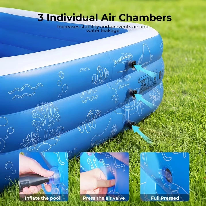 HF006 10ft Inflatable Pool kids, 0.4mm PVC Above Ground Pool