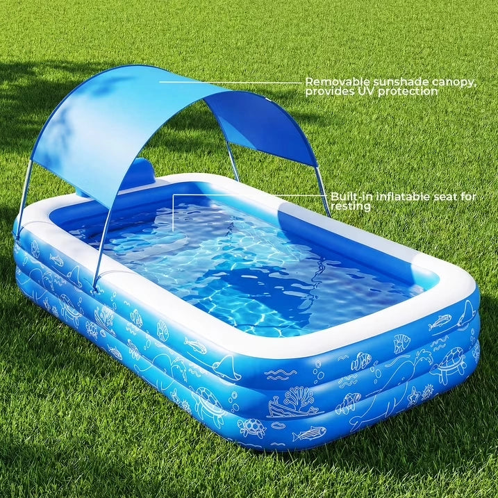 HF006 10ft Inflatable Pool kids, 0.4mm PVC Above Ground Pool