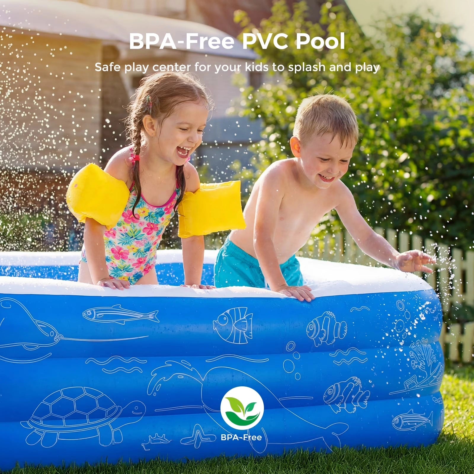 HF006 10ft Inflatable Pool kids, 0.4mm PVC Above Ground Pool