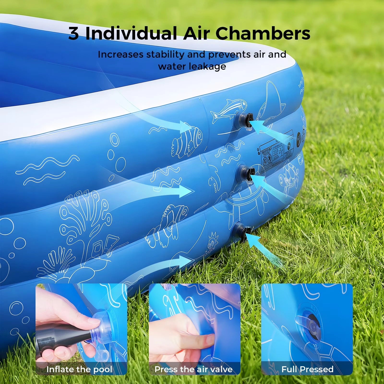 HF006 10ft Inflatable Pool kids, 0.4mm PVC Above Ground Pool