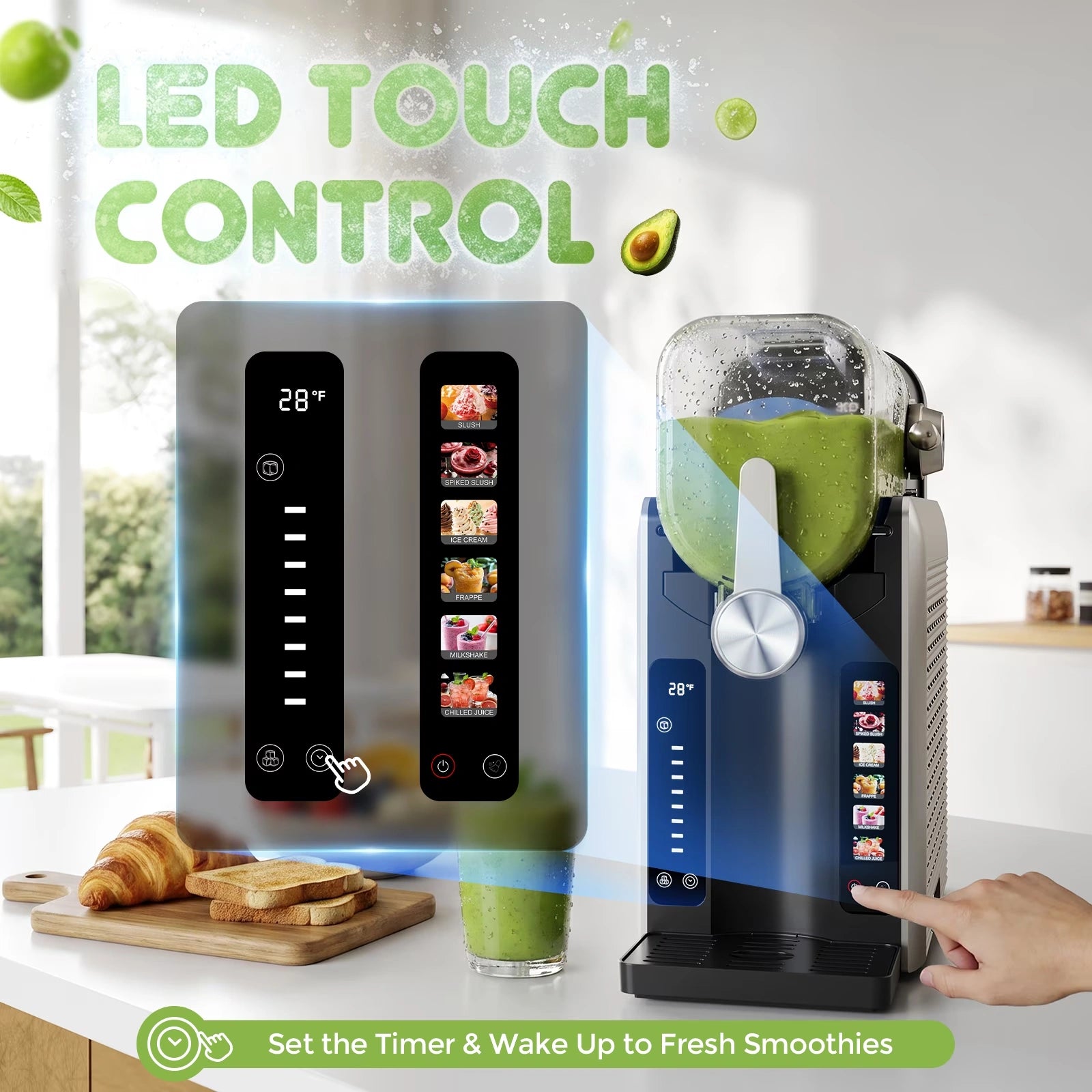Buyglobal FDM1 1.6L Slushie Machine & Soft Serve Ice Cream Maker, Rapid Freezing Frozen Drink & Margarita Machine